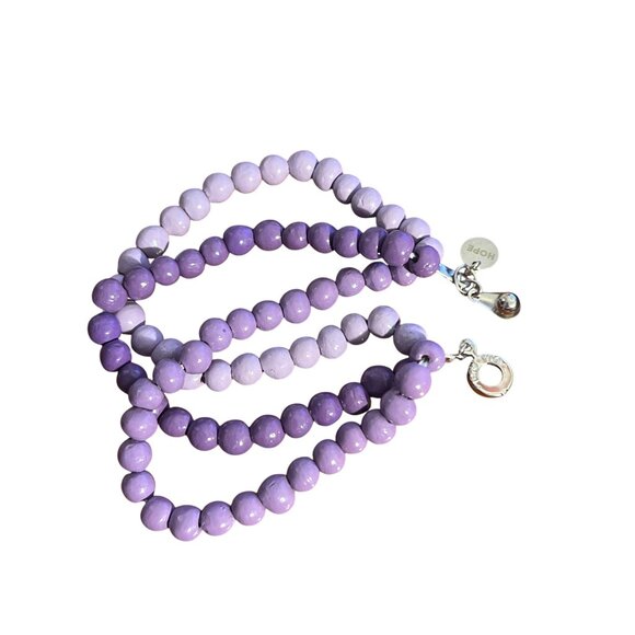 Vintage Teng Yue Multi Strand Bracelet Purple Beads Snap Closure Estate 7.5" - Picture 5 of 6